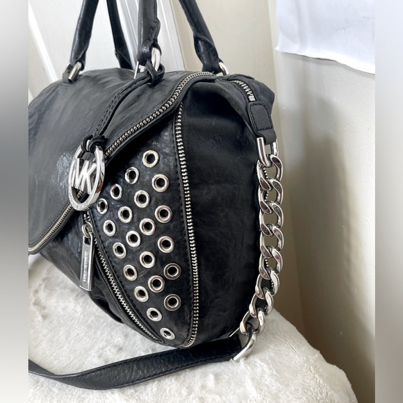 Michael Kors Black Leather Satchel EUC - Picture 3 of 14